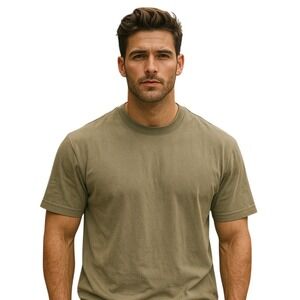 Axis LA Premium Olive Green Cotton Crew Neck T-Shirt Casual Basic Tee XL